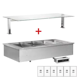 Výdejní vana chladicí, drop-in GN 6-1/1 - 200mm, nástavba LED osvětlení, rovné sklo | RM - SL GREEN+ 6 SOV LED FLAT