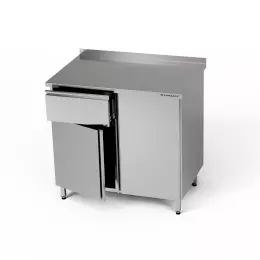 Nerezový pracovní stůl se skříňkou a zásuvkou 90x70x85 mm