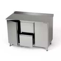 Nerezový pracovní stůl se 2 skříňkami a 2 zásuvkami 140x70x85 cm