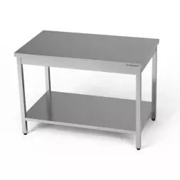 Nerezový centrální pracovní stůl s policí 70x80x85 cm