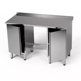 Nerezový pracovní stůl se dvěma skříňkami 140x60x85 cm