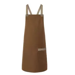 Zástěra Urban-Look X-Style pruhovaná vázaná s kapsou skořice