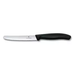 Švýcarský vroubkovaný nůž na zeleninu a ovoce Swiss Classic černý délka čepele 11 cm