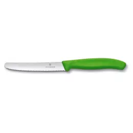 Švýcarský vroubkovaný nůž na zeleninu a ovoce Swiss Classic zelený délka čepele 11 cm