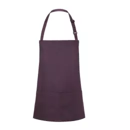 Krátká zástěra Basic  75 x 60 cm s kapsou a přezkou lilková
