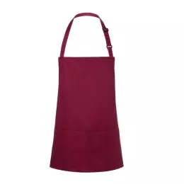 Krátká zástěra Basic  75 x 60 cm s kapsou a přezkou vínová