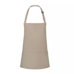 Krátká zástěra Basic 75 x 60 cm s kapsou a přezkou písková