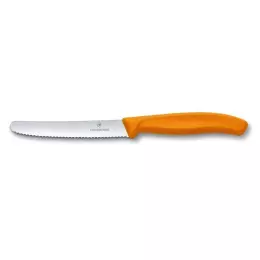 Švýcarský vroubkovaný nůž na zeleninu a ovoce Swiss Classic oranžový délka čepele 11 cm