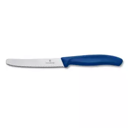 Švýcarský vroubkovaný nůž na zeleninu a ovoce Swiss Classic modrý délka čepele 11 cm