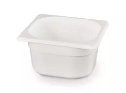 GN 1/6 kontejner, 10 cm hluboký, z bílého polykarbonátu