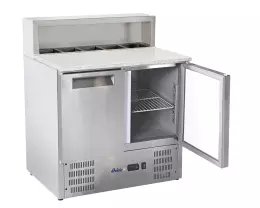 Chladicí dvoudveřový pizza stůl s nerezovou deskou HENDI 236208