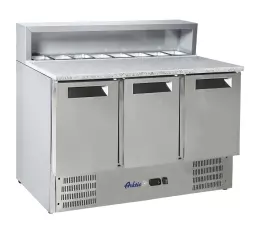 Chladicí třídveřový stůl na pizzu s nerezovou deskou HENDI 236215