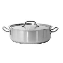 Nerezový nízký hrnec - objem 11,2 l s víkem