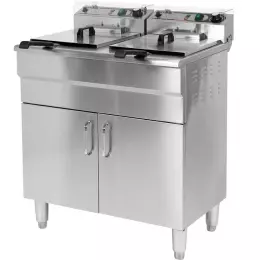 Elektrická fritéza 2-komorová se skříňkou a vypouštěcími kohouty 2x11,5 l