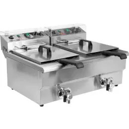 Elektrická fritéza 2-komorová s vypouštěcími kohouty 2x12 l