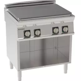 Elektrický sporák s pevnou deskou a otevřeným dnem