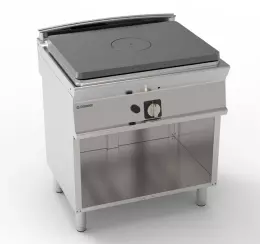 Gastronomický plynový sporák s pevnou deskou a otevřeným dnem