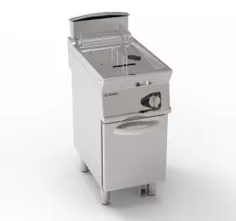 Jednokomorová plynová fritéza 13 l 12 kW se studenou zónou a uzavřeným dnem