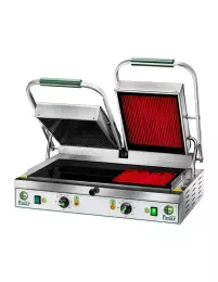 Dvojitý kontaktní gril s keramickými hladkými deskami, 55x30 cm, 3.4 kW, 230 V