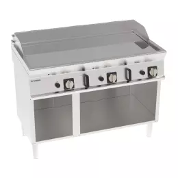 Hladký plynový gril, chromovaný, na otevřeném podstavci 120 cm