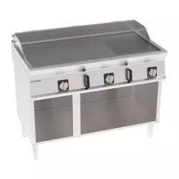 Elektrická grilovací deska, 2/3 hladká, 1/3 vlnitá, na otevřeném podstavci, 120 cm, 400V Tecno74