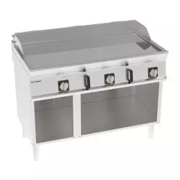 Elektrická grilovací deska, hladká, chromovaná, otevřená základna, 120 cm, 400V Tecno74