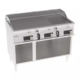 Elektrický gril, elektronické ovládání, 2/3 hladký, 1/3 drážkovaný na otevřeném podstavci, 120 cm, 400V Tecno74