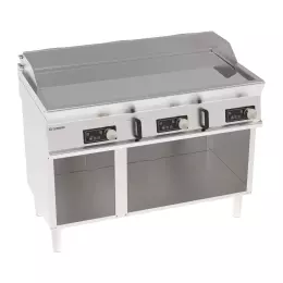 Elektrická grilovací deska, elektronické ovládání, hladká, chromovaná, na otevřeném podstavci, 120 cm, 400V Tecno74