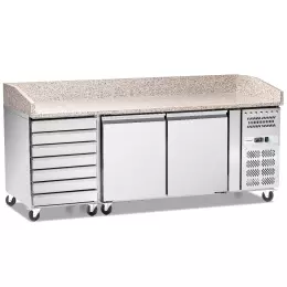 Chladicí stůl na pizzu 2-dveřový se zásuvkami 428 l