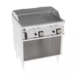 Plynová grilovací deska chromovaná 1/3 s drážkami na otevřeném podstavci 14 kW