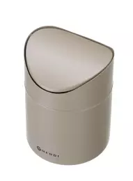 Stolní odpadkový koš s výklopným víkem, 1,2 l, béžový, prům. 12 x V 16,5 cm