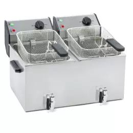 Elektrická dvoukomorová fritéza s kohoutkem - objem 2x8 l