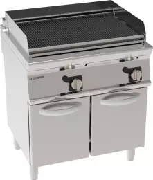 Plynový vodní gril s litinovým roštem na uzavřeném podstavci 72x45 cm