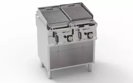 Dvojitý plynový lávový gril na otevřeném podstavci 2x 8 kW